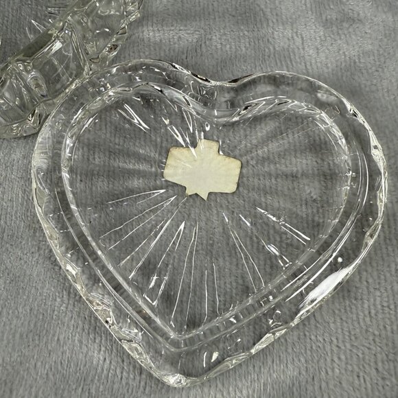 Heart-Shaped Crystal Zajecar 24% Lead Glass Trinket Box Made In Yugoslavia - Picture 6 of 16